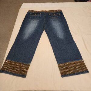 P PLUSH Gold studded Flared High Rise Jeans - size 21 BRAND NEW WITH TAGS